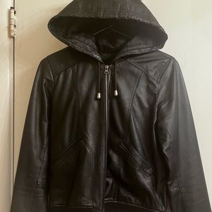 REAL Leather Bomber Jacket with hood